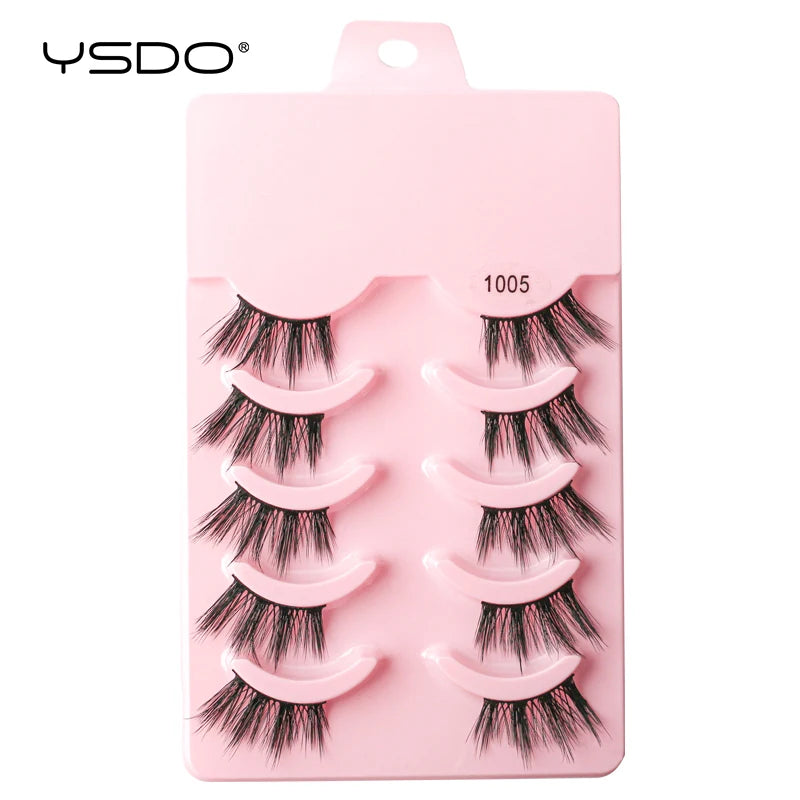 YSDO 3/5 Pairs 3D Mink Lashes Natural Half False Eyelashes Makeup Full Strip Lashes Dramatic Thick Faux Mink Eyelashes Cilios