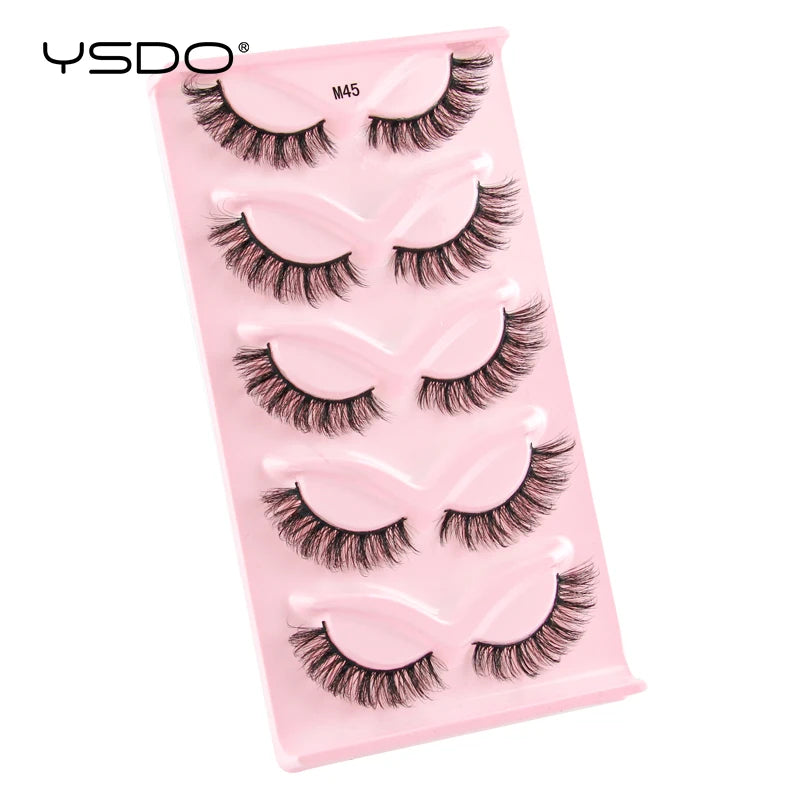 YSDO 3/5 Pairs 3D Mink Lashes Natural Half False Eyelashes Makeup Full Strip Lashes Dramatic Thick Faux Mink Eyelashes Cilios