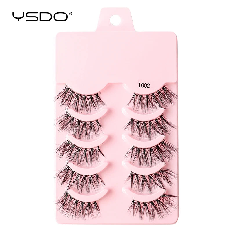 YSDO 3/5 Pairs 3D Mink Lashes Natural Half False Eyelashes Makeup Full Strip Lashes Dramatic Thick Faux Mink Eyelashes Cilios
