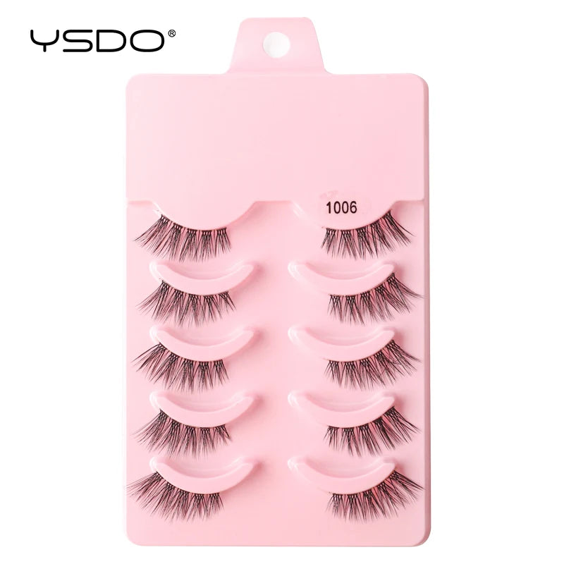 YSDO 3/5 Pairs 3D Mink Lashes Natural Half False Eyelashes Makeup Full Strip Lashes Dramatic Thick Faux Mink Eyelashes Cilios