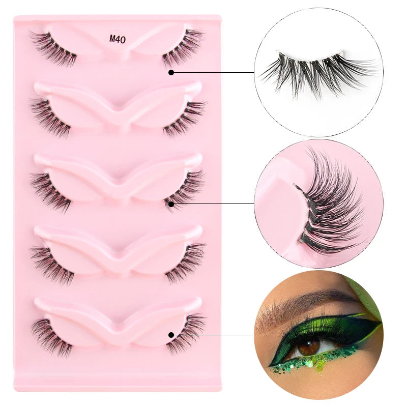 YSDO 3/5 Pairs 3D Mink Lashes Natural Half False Eyelashes Makeup Full Strip Lashes Dramatic Thick Faux Mink Eyelashes Cilios
