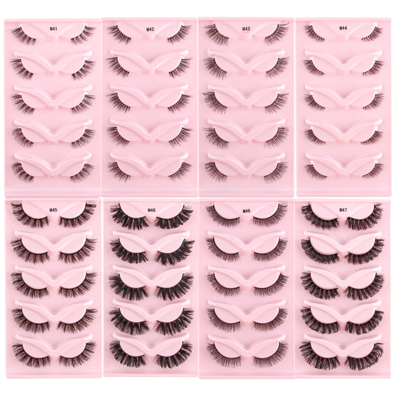 YSDO 3/5 Pairs 3D Mink Lashes Natural Half False Eyelashes Makeup Full Strip Lashes Dramatic Thick Faux Mink Eyelashes Cilios