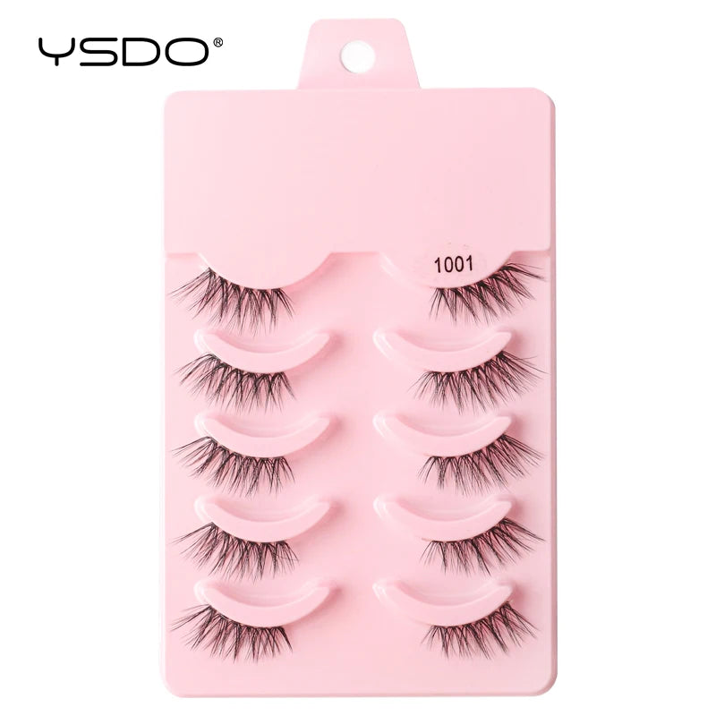 YSDO 3/5 Pairs 3D Mink Lashes Natural Half False Eyelashes Makeup Full Strip Lashes Dramatic Thick Faux Mink Eyelashes Cilios