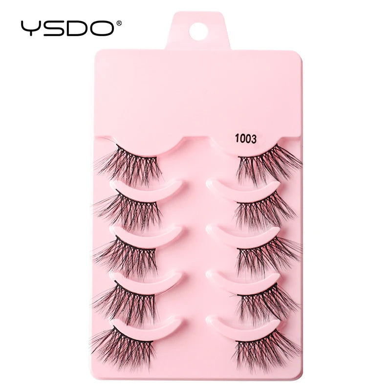 YSDO 3/5 Pairs 3D Mink Lashes Natural Half False Eyelashes Makeup Full Strip Lashes Dramatic Thick Faux Mink Eyelashes Cilios