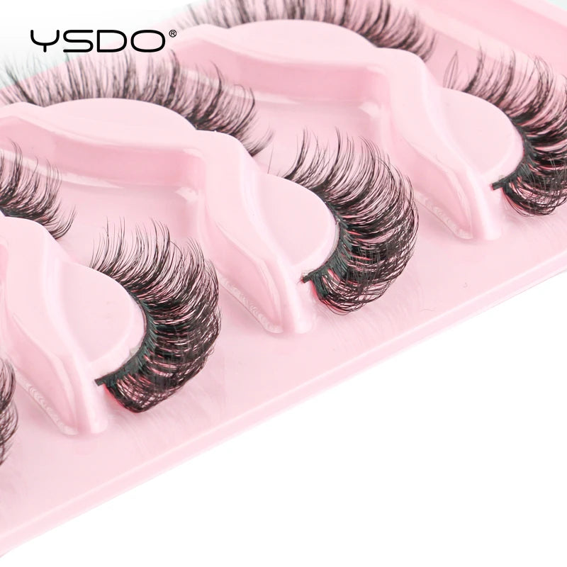 YSDO 3/5 Pairs 3D Mink Lashes Natural Half False Eyelashes Makeup Full Strip Lashes Dramatic Thick Faux Mink Eyelashes Cilios
