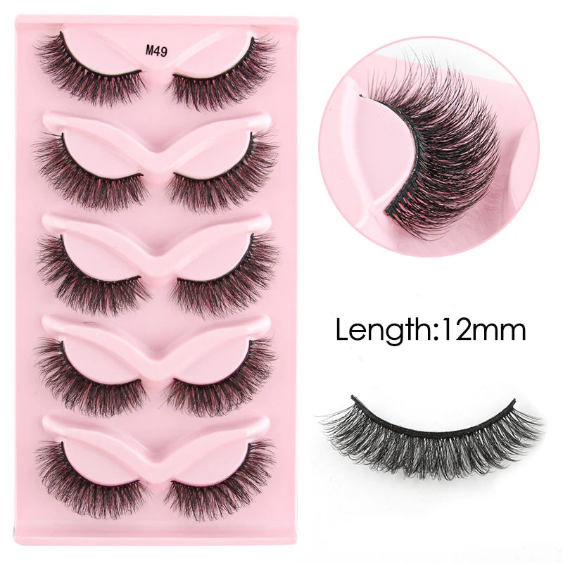 YSDO 3/5 Pairs 3D Mink Lashes Natural Half False Eyelashes Makeup Full Strip Lashes Dramatic Thick Faux Mink Eyelashes Cilios