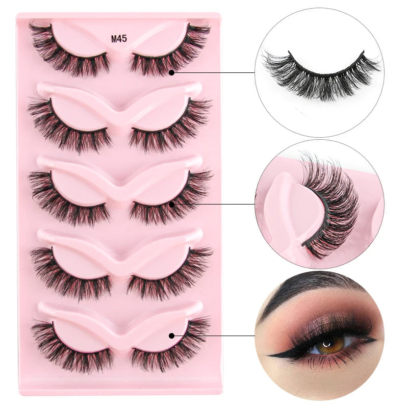 YSDO 3/5 Pairs 3D Mink Lashes Natural Half False Eyelashes Makeup Full Strip Lashes Dramatic Thick Faux Mink Eyelashes Cilios